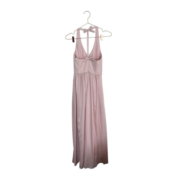 White by Vera Wang Maxi Dress Size 0 Blush Pink Satin Halter Bow Back Bridesmaid - Picture 4 of 12